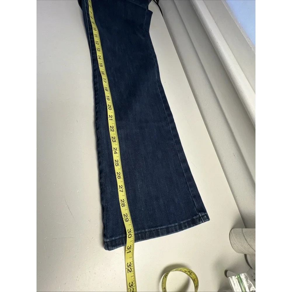 Soft Surroundings Womens Medium Dark Wash High‎ Rise Pull On Flare Jeans